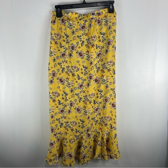 Max Studio: Ruffle Floral Print Slit Tie Maxi Skirt Summer Spring Size Large NWT - Picture 2 of 6